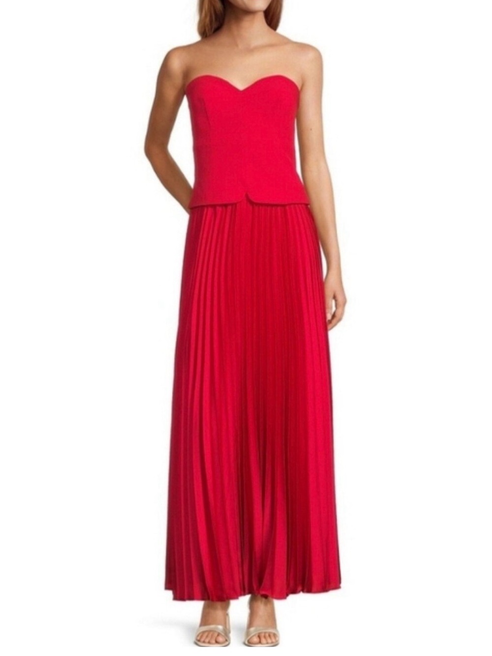 ANTONIO MELANI Strapless Fuchsia Pleated Maxi Gown